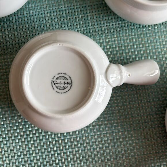 4 Sur La Table White Handle Porcelain French Onion Soup Bowls - Picture 8 of 10